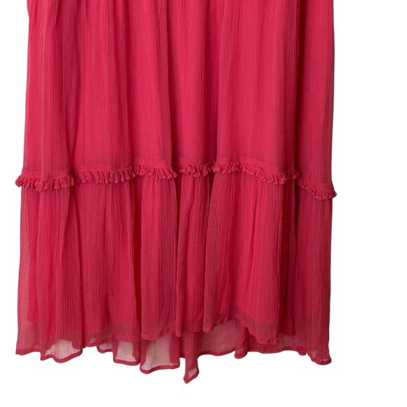 Sundance Med Monaco Meetup Pink V-Neck Ruffle Tiered Lined Dress XXL Barbiecore - Picture 6 of 12